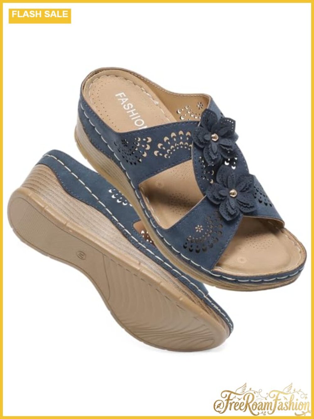 Women's Platform Wedge Sandals Open Toe Slip On Comfortable Non-Slip Summer